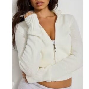 Garage Cream Zip-Up Cardigan